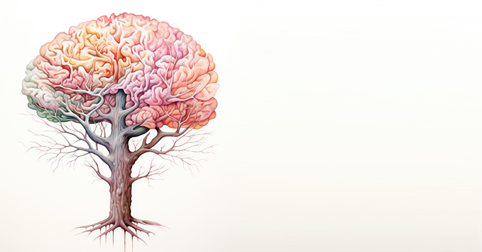 Hjärna som växer ur ett träd, illustration av Gugacurado på Pixabay